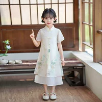 Платье для девочек чонсам платье Hanfu лето 2025 новый новый детский новый китайский стиль улучшенная маленькая девочка юбка национального стиля