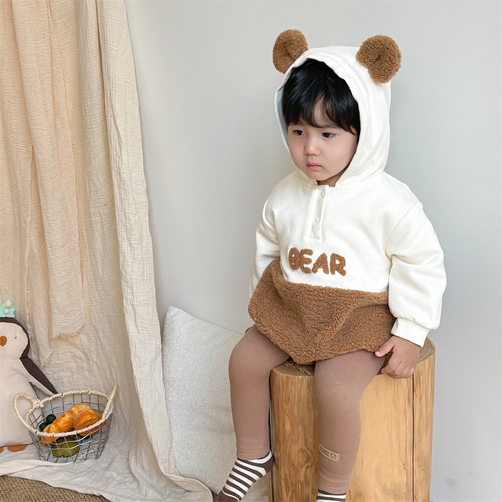 Ropa de bebé otoño e invierno mamelito triangular ropa de bebé para hombres mono acolchado versión coreana de oso súper estilo extranjero
