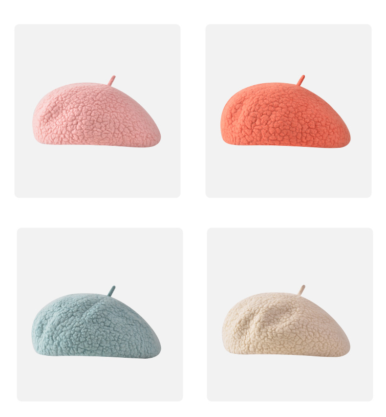 Unisex Wool beret Ladies winter Beanie pellet beret Painter cap Mushroom cap_voghion.com