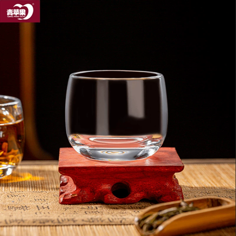 Стеклянная чашка для чая с зеленым яблоком, хрустальная чашка для чая, стеклянная, не горячая, без свинца, в китайском стиле, бытовая, утолщенная, для здравоохранения