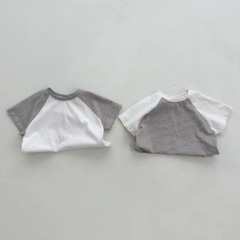 ins韓版男女童條紋短袖T恤薄款寶寶兒童小童夏季半袖上衣嬰兒衣服