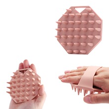 跨境新品纯硅胶洗头刷八边形按摩洗头梳子头皮清洁经络刷洗浴神器