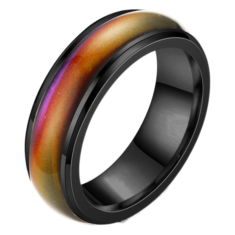 Temperature-Sensitive Color-Changing Ring 6mm Couple's Ring 304 Stainless Steel Jewelry Student Gift Temperature-Sensitive Letter Titanium Steel Ring