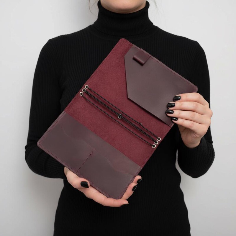 European and American Style Crazy Horse Leather A5 Book Cover, Diary Elastic Band Cover Protector, Portable Strap-On Multi-Card Slot Book Cover