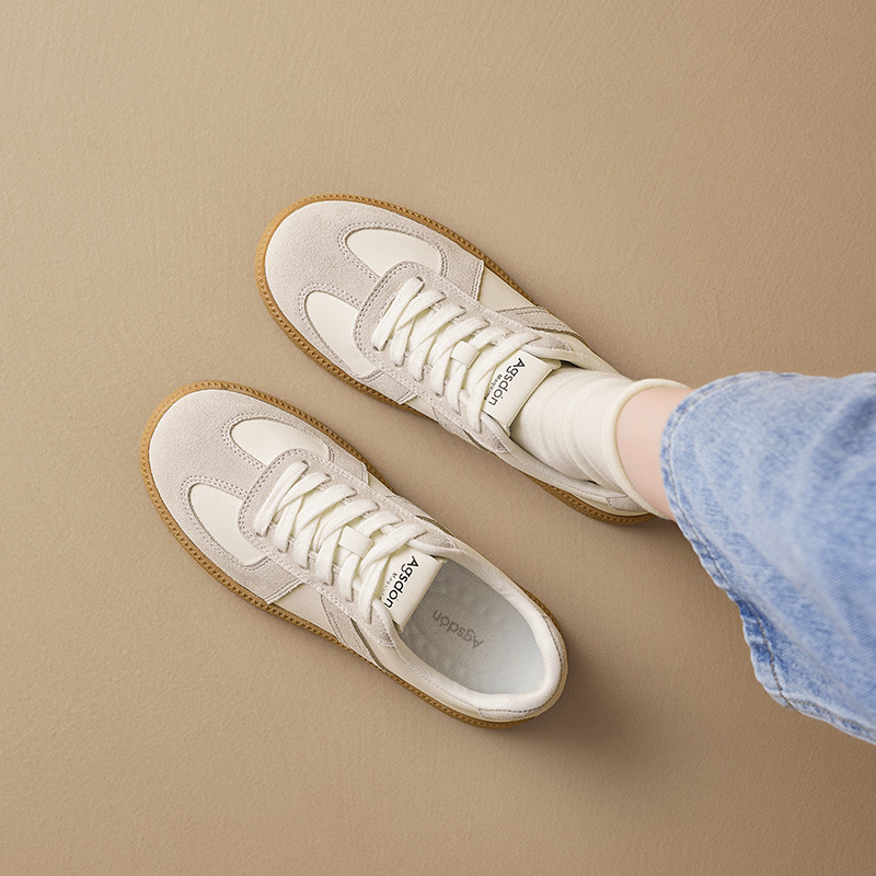 Augu Shi Deng zapatos blancos para mujeres 2026 nuevos zapatos de skate casuales de primavera retro con falda zapatos de entrenamiento