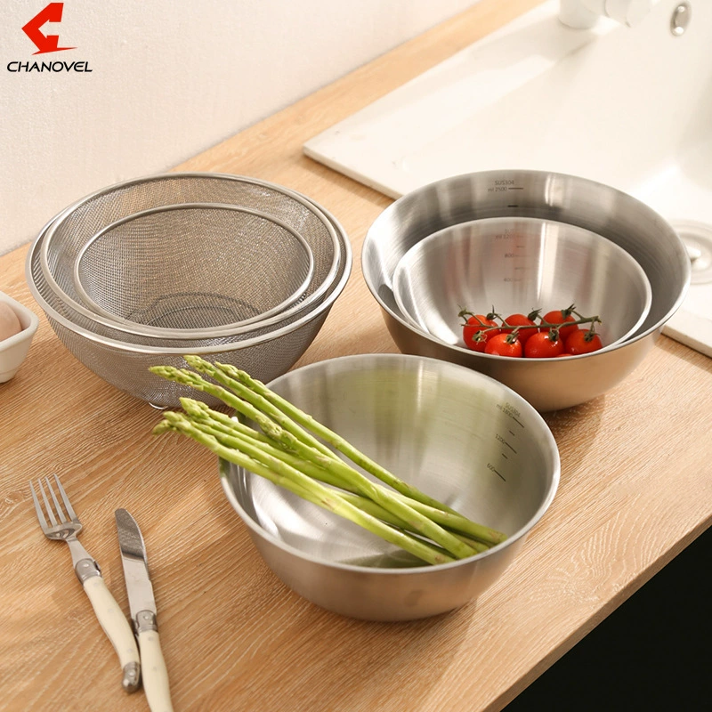Набор сливных раковин из нержавеющей стали 304 со шкалой, сливная корзина для салата, кухонная раковина, взбивалка для яиц, корзина для риса