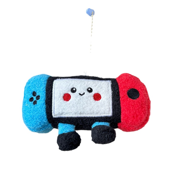 かわいいクリエイティブゲームコンソール赤と青のレトロなぬいぐるみクリエイティブバッグキーホルダー人形ゲームシティグラブマシン人形|undefined