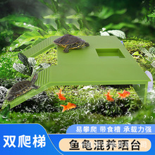 乌龟晒台带吸盘晒背爬台巴西龟两栖宠物补钙爬坡饲料槽一件代发