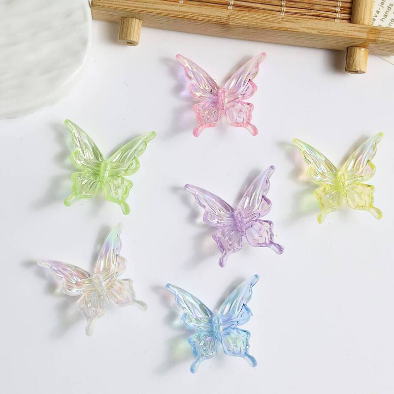 25mm Transparent Colorful Stereo Wing Butterfly Hole Handmade DIY Cream Glue Mobile Phone Case Hairpin Shaker Material 25mm Transparent Colorful Stereo Wing Butterfly Hole Handmade DIY Cream Glue Mobile Phone Case Hairpin Shaker Material