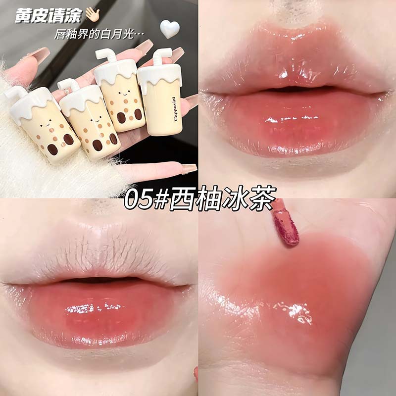 CAPPUVINI té de leche de perla esmalte de labios esmalte de mujer textura de espejo de agua limpia lápiz labial transfronterizo maquillaje al por mayor