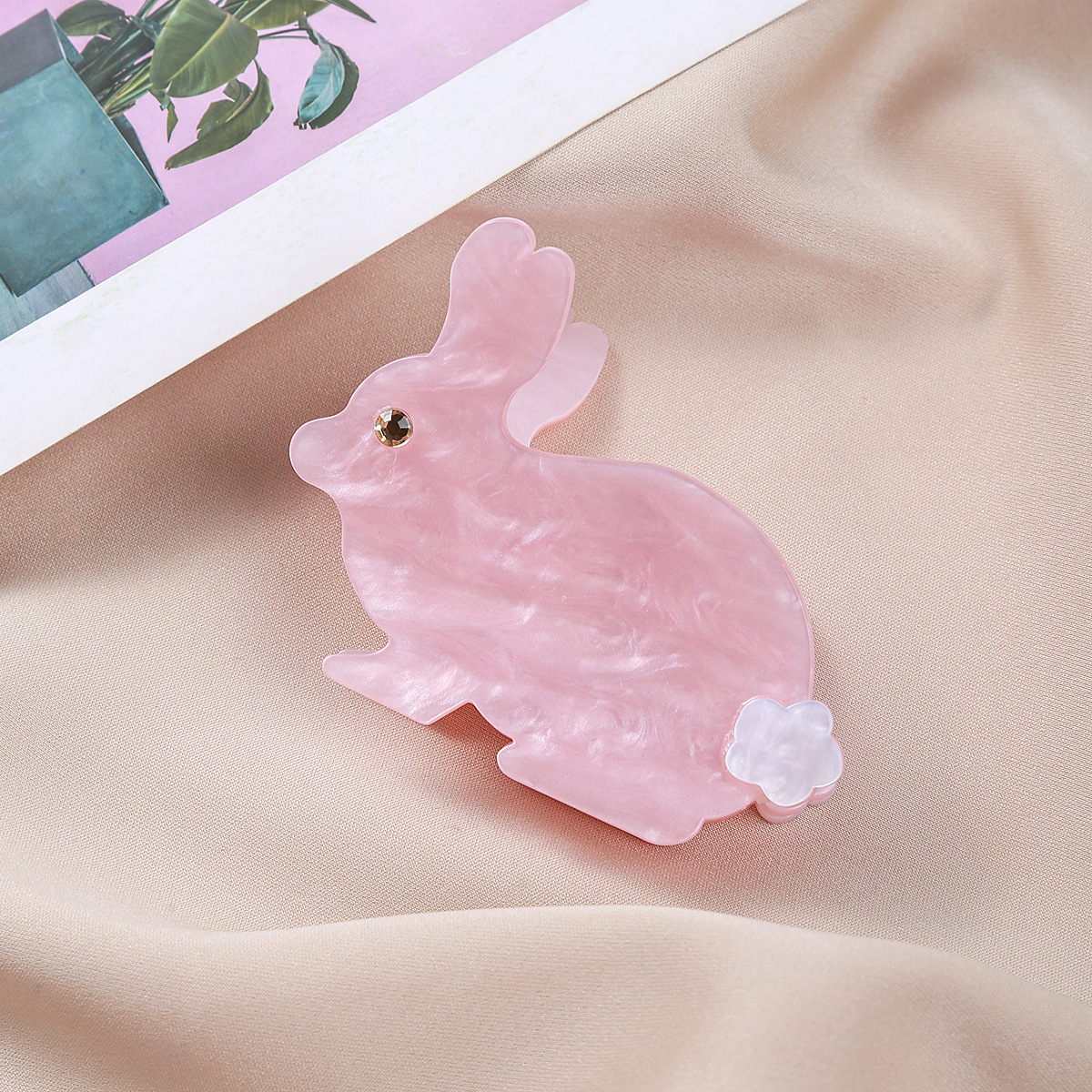 Cute Rabbit Acetic Acid Sheets Inlay Rhinestones Hair Claws display picture 1