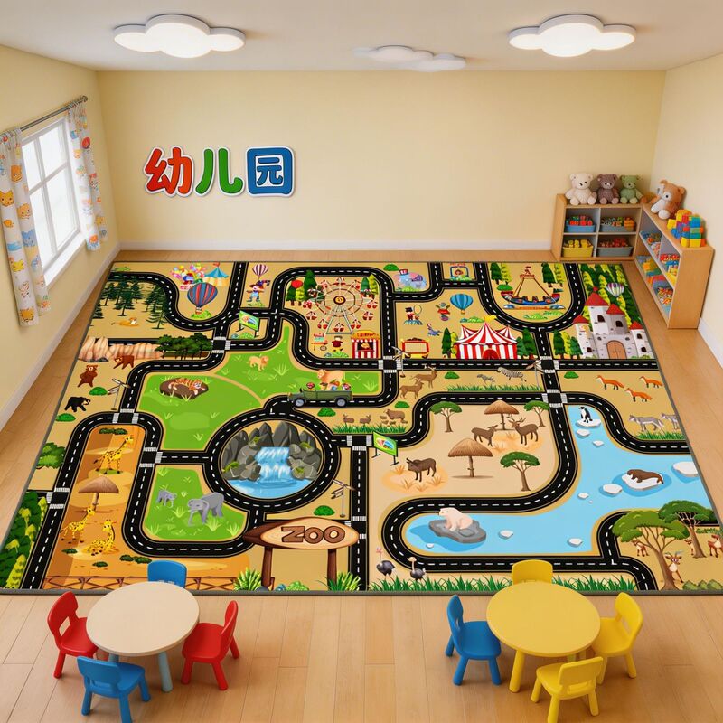 Cartoon Kindergarten Children's Carpet City Car Track Game Mat Early Education Educational Floor Mat Indoor Baby Crawling Mat Cartoon Kindergarten Children's Carpet City Car Track Game Mat Early Education Educational Floor Mat Indoor Baby Crawling Mat