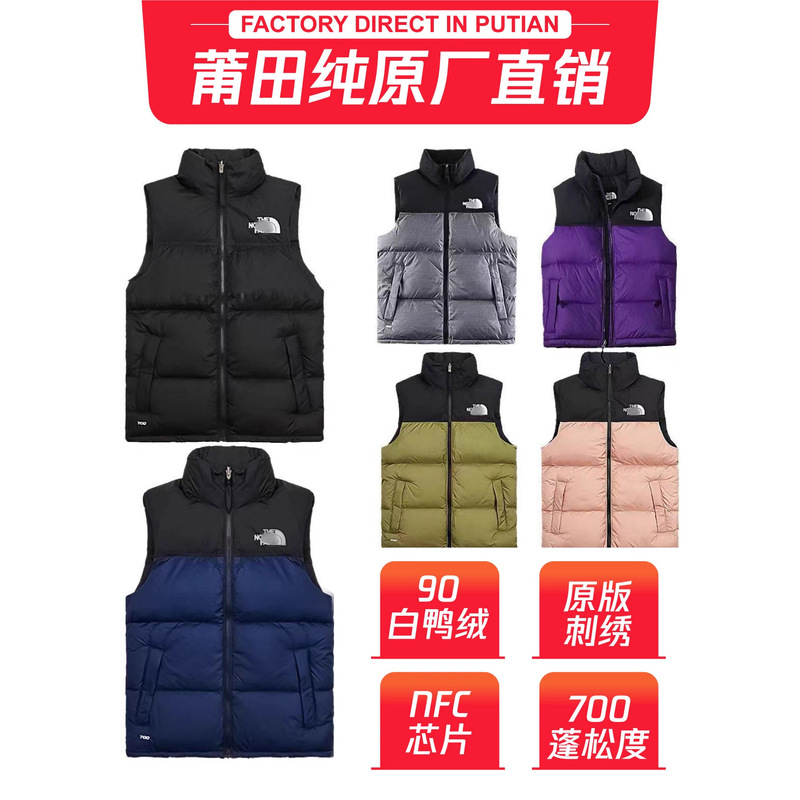 Putian High-End Version of North Family 1996 down Jacket, American Version with Embroidery, 700 Fill Power White Duck Down, Couple Style Vest