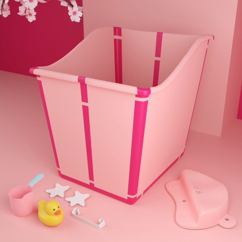 Folding bath bucket, children's portable baby bath bucket, household baby bath bucket, baby simple large bathtub