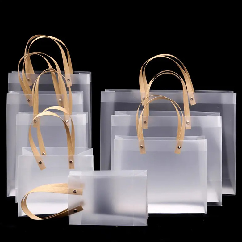 Bolsas de mano PP Bolsas de mano PVC Bolsas transparentes Bolsas de plástico Bolsas de regalo Bolsas de necesidades diarias Bolsas de flores Bolsas de dulces de boda