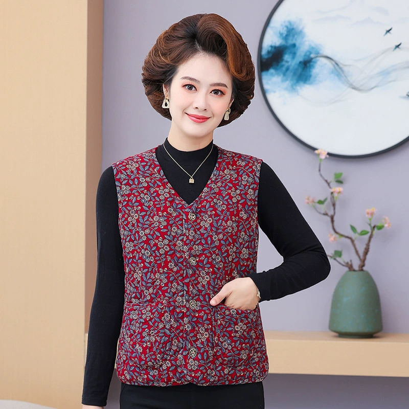 Средний и пожилой женский жилет мама одежда спина жилет жилетка старуха бабушки кардиган