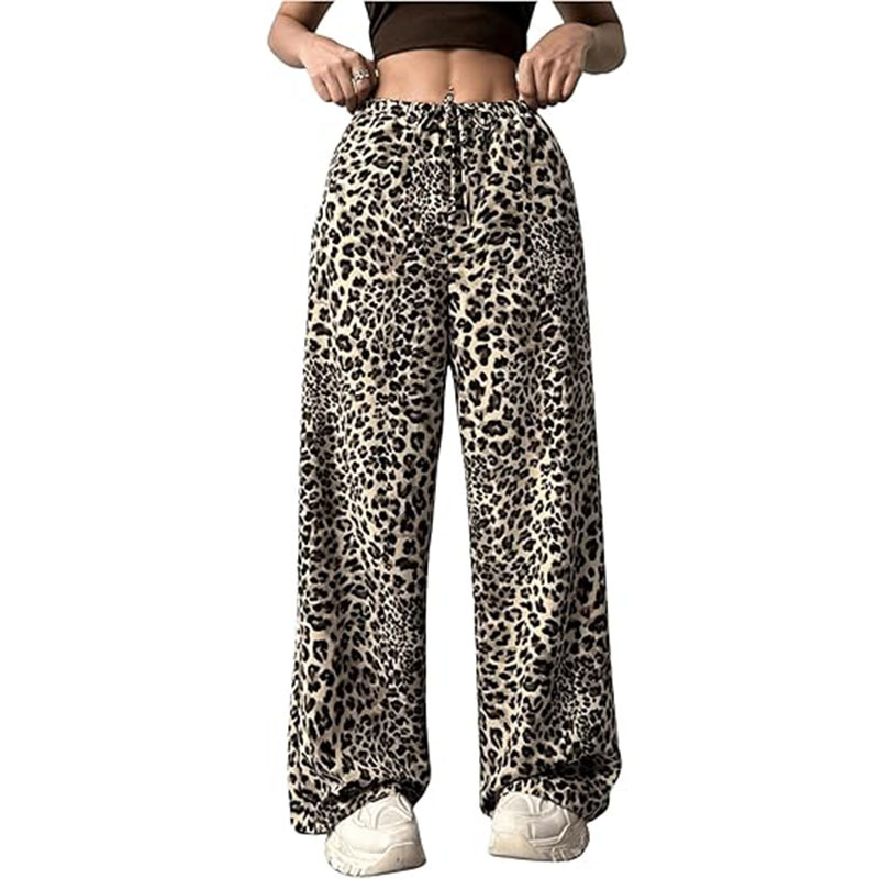 street Style Low-waist Casual Straight Wide-leg Summer Fashion Versatile Leopard Print Pants, European And_voghion.com