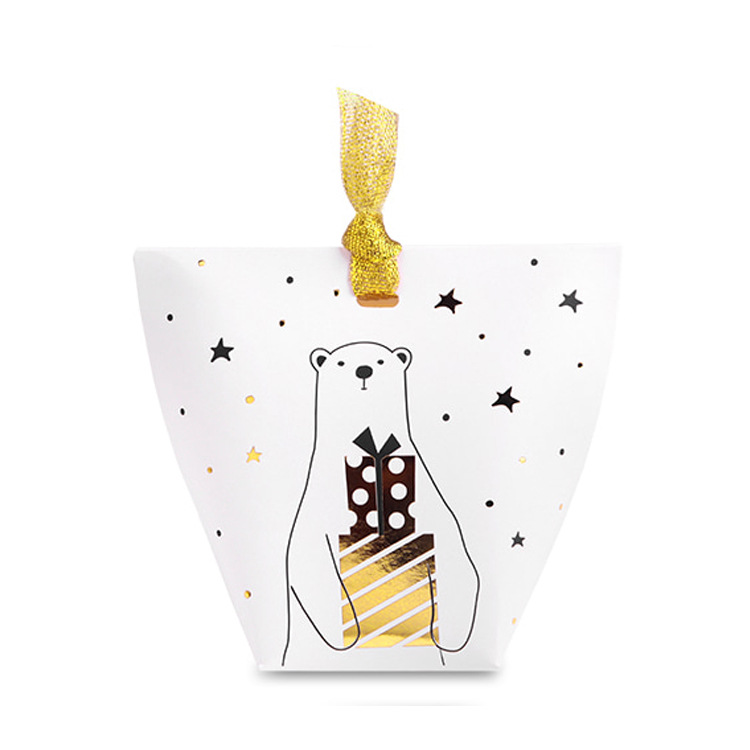 Navidad tarjeta blanca impresión en blanco y negro caja de regalo pequeña caja de regalo dulces caja de papel plegable caja de regalo pequeño paquete