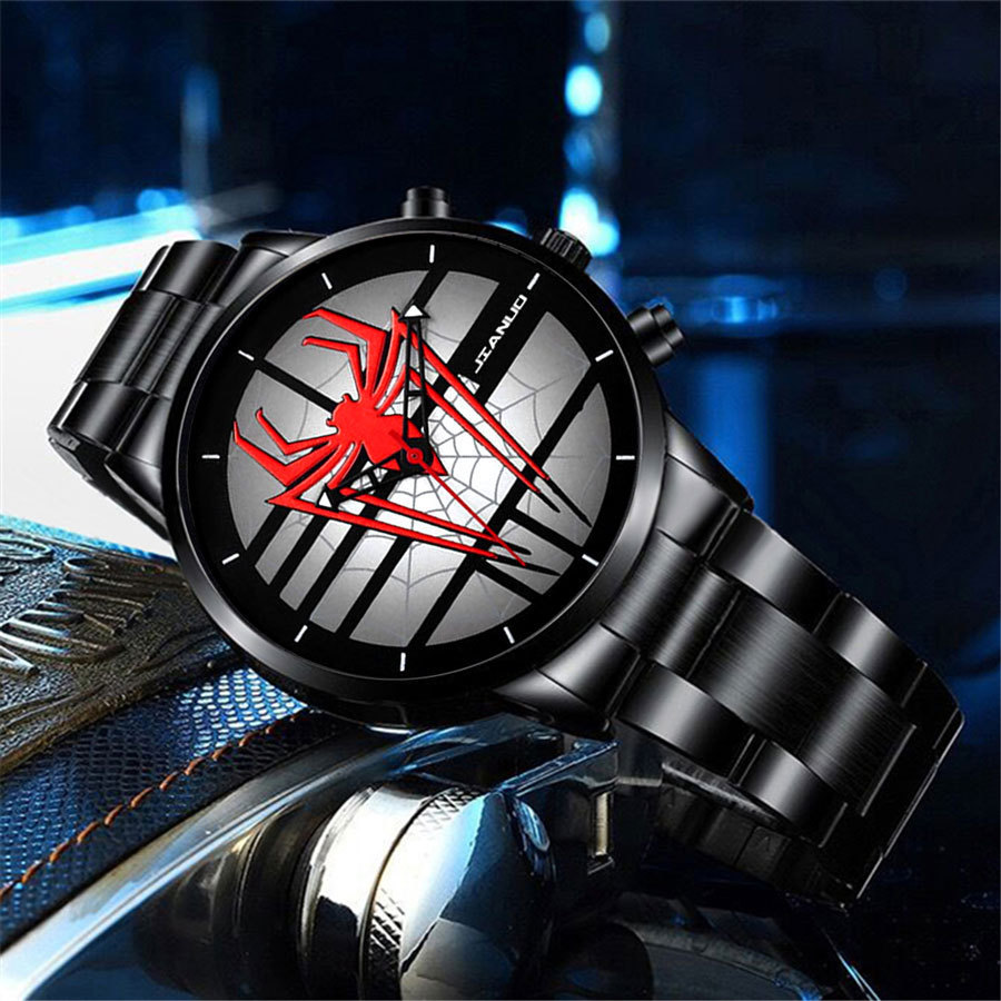 New fashion large dial cool spider pattern trend men's steel band wrist watch watch business cross-border quartz watch