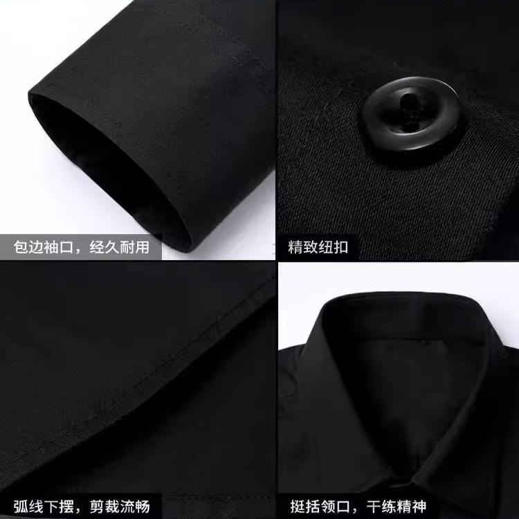 跨境男士修身薄款白衬衫长袖2025春秋季时尚新款西装黑色衬衣休闲|undefined