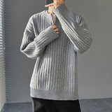 2026秋季青少年加厚宽松运动风圆领拉链装饰针织衫男可机洗腈纶，男装针织衫/毛衣，星座614