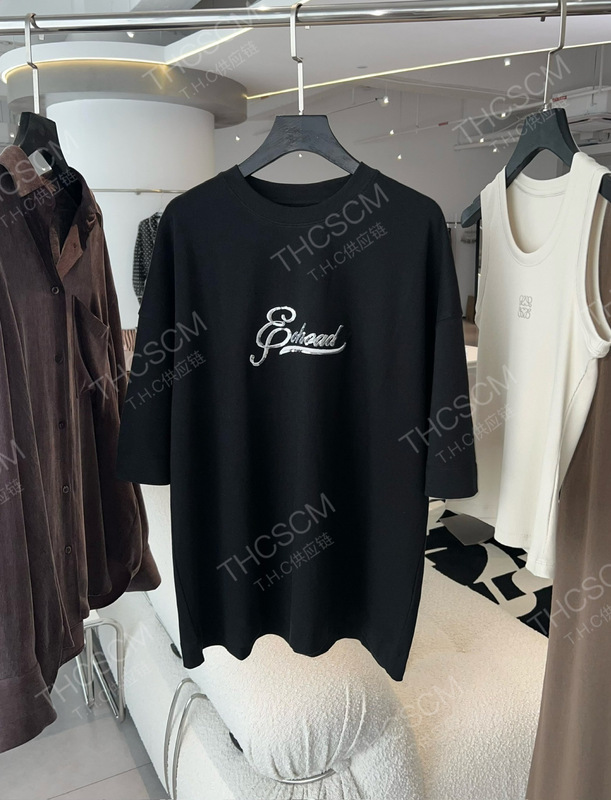 25初秋新作EA液体アンモニア両面シルケットコットンヘビービーズ刺繍レイジールーズシルエット半袖Tシャツ|undefined