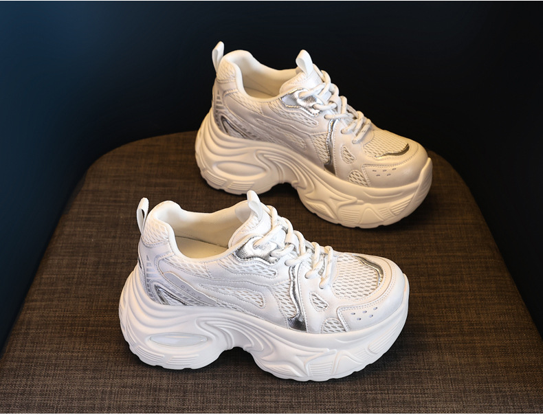 Giày sneaker nữ đế dày lưới thoáng khí HY5166 — màu be chi tiết 5