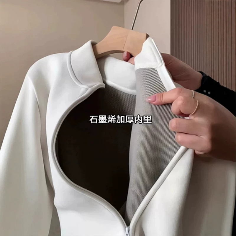 Women's fleece-lined sweatshirt jacket, autumn and winter base layer, thickened for warmth, winter down jacket liner, warm inner wear