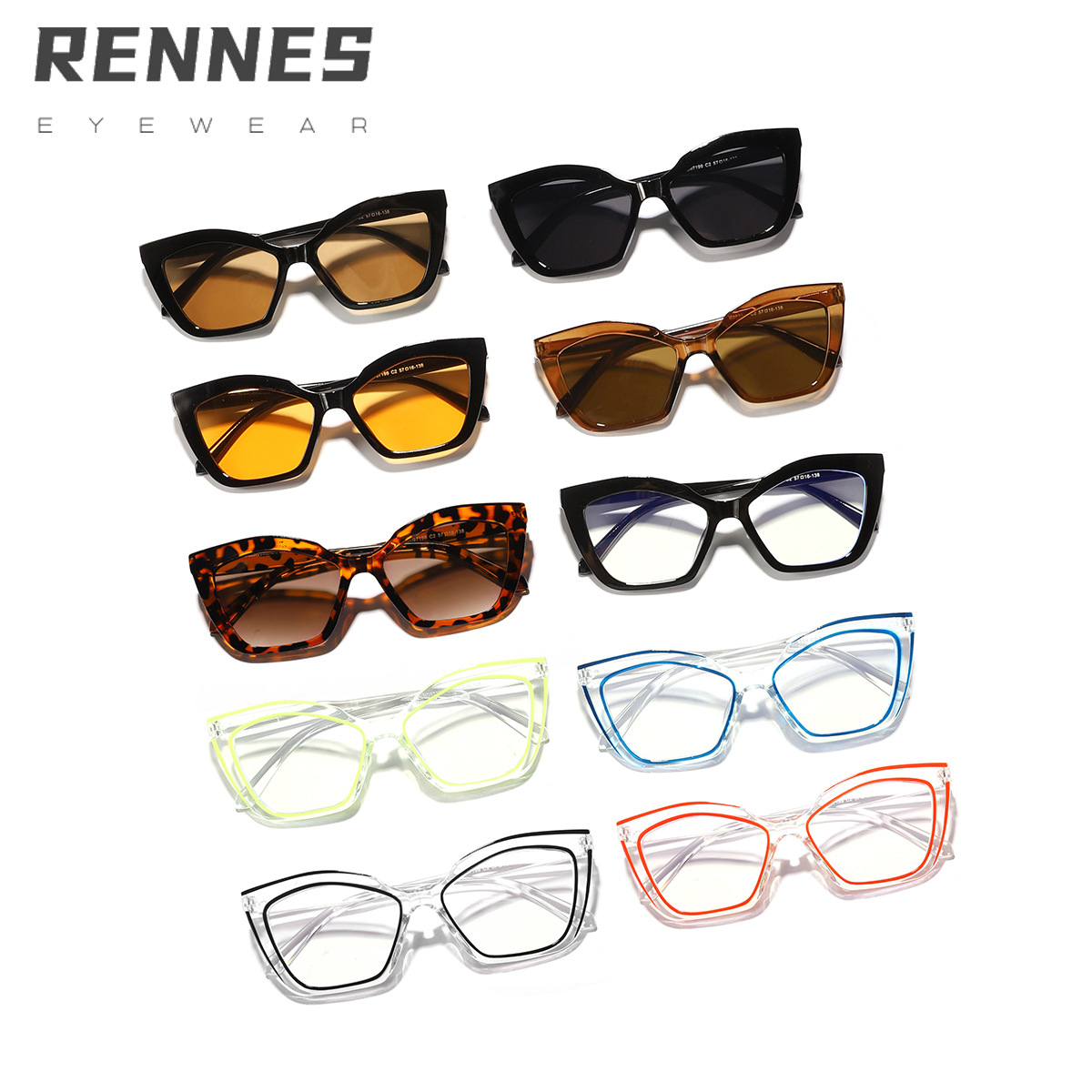 Gafas de sol de plástico con ojo de gato de marco estrecho transfronterizo Gafas de protección solar para mujer cuadrada de moda masculina