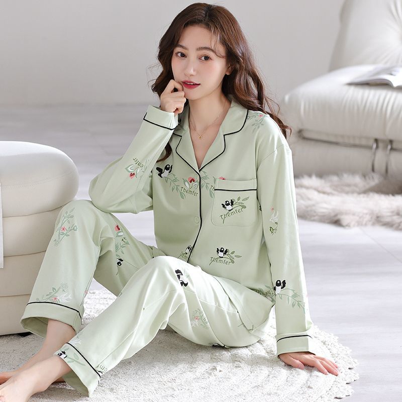 Pijama de mujer primavera y otoño rojo en línea manga larga simple se puede usar otoño y invierno 2024 nuevo conjunto de ropa para el hogar