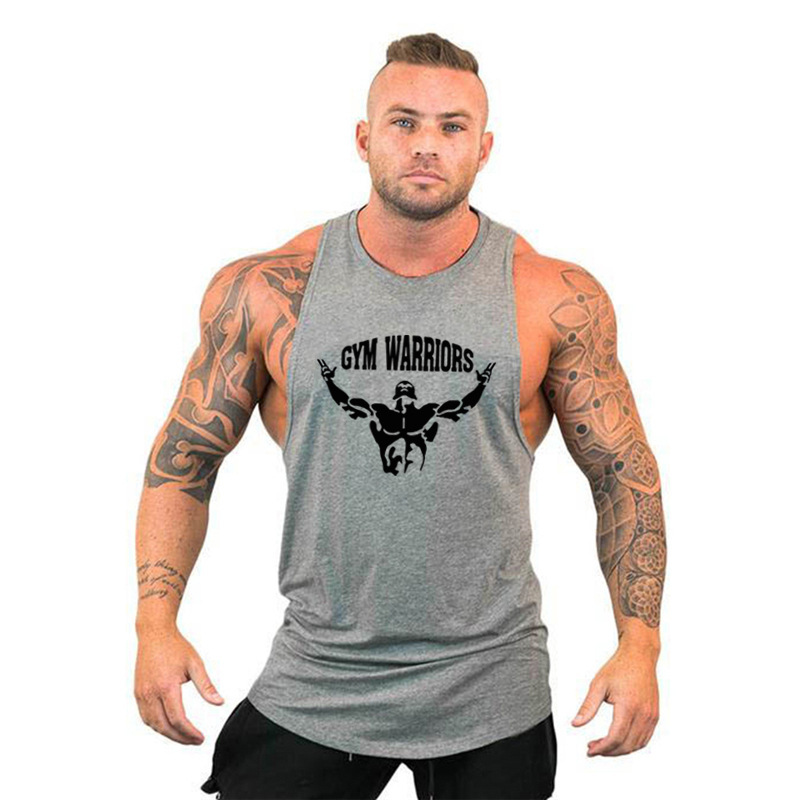 Gym Warrior Bodybuilding Loose Waistcoat Sports Vest Men's Summer Hurdle Sleeveless Base Top Cotton