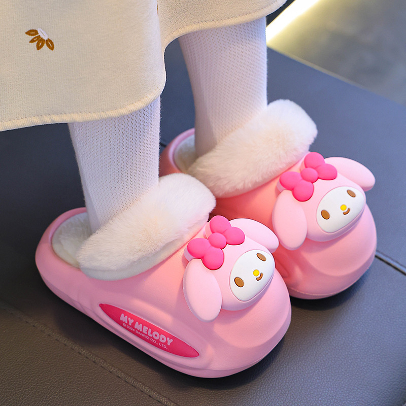 Zapatillas de algodón para niños de invierno para niños y niñas calientes de terciopelo para padres e hijos calientes EVA zapatillas de algodón de Koolomi