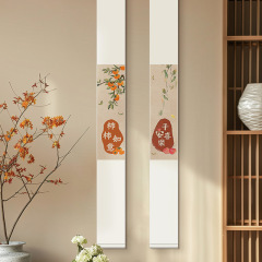 "Modern Chinese Style Living Room Vertical Decorative Painting, Entrance Hallway, Study Room, Dining Room, Thin Scroll Framed Painting"