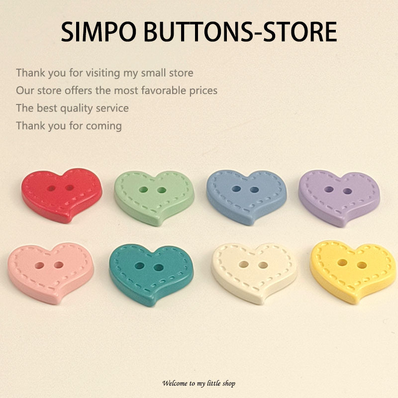 Plastic Cartoon Heart Buttons for Children's Sweaters and Cardigans, Shirt Buttons 11-23mm for Sweaters and Cardigans