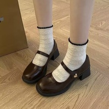 黑色复古玛丽珍鞋女2025新款秋季法式粗跟百搭小皮鞋英伦风单鞋女