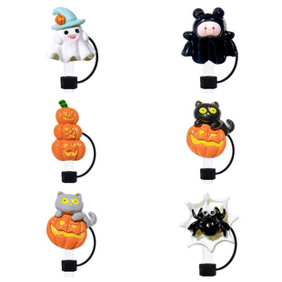 Halloween Pumpkin Spider Series Straw Cap Stanley Cup 10MM Diameter Straw Dust Cap Amazon Cross Border