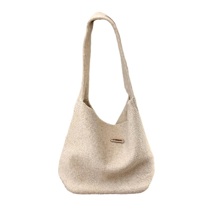 Bolsa de hombro de punto otoño y invierno nuevo estilo coreano simple color sólido temperamento de lana bolsa de mano bolsa de mochila