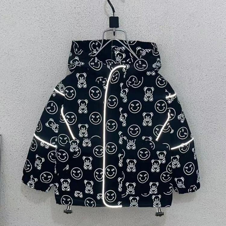 Boys' Spring and Autumn Reflective Bear Coat 2024 New Handsome Stormtrooper Jacket, Children's Hooded Windbreaker_voghion.com