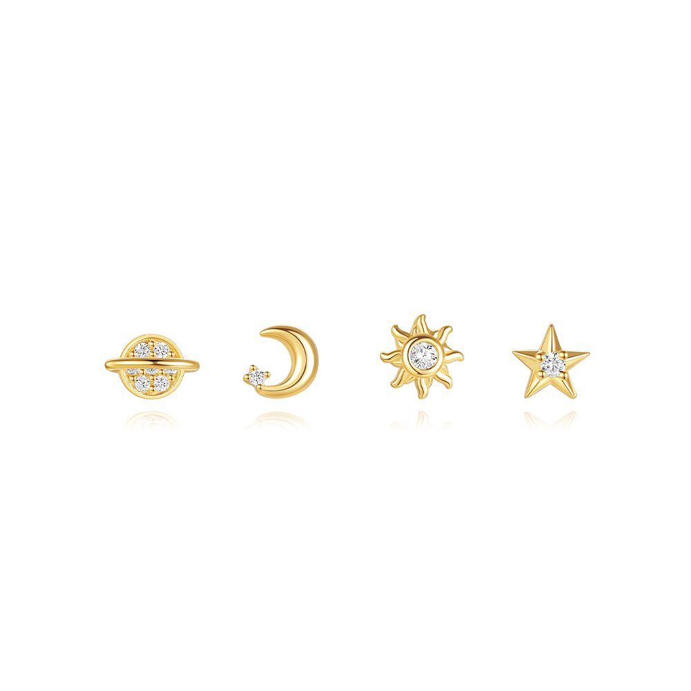 1g Weight 925 Sterling Silver Ear Needle Material Ear Studs Classification 4 Pieces Set Quantity Daily, Date Occasion 925 Sterling Silver Material Geometric Pattern Women's Gender Plating Design Simple Style, Classic Style Style 4 Pieces Set 925 Sterling Silver Geometric Ear Studs 22