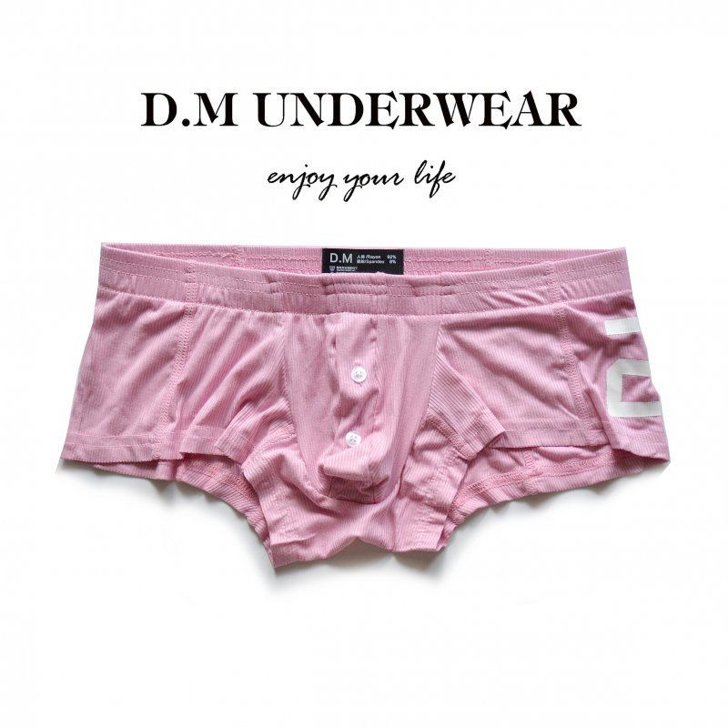 D.M男の下着のセクシーな純色のモーダル人の綿の平角の四角のズボンのボタンの激凸の袋のアルファベットの20ねじ