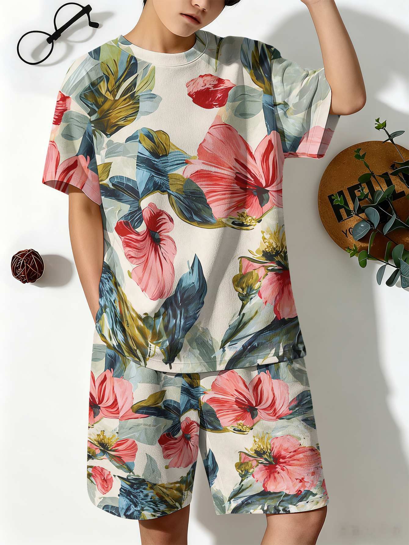 Ensemble été garçon t-shirt et short imprimé cerise_voghion.com