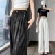 New Chinese Style Cool Ice Silk Satin Jacquard Casual Pants Women's 2025 Spring and Summer Thin High Waist Wide-leg Suit Pants