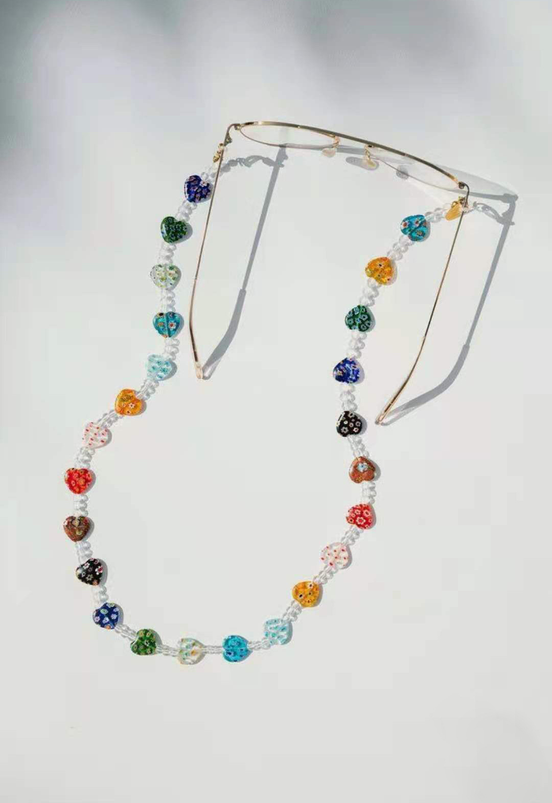 Women'S Gender Cute Style Cute Heart Shape Pearl Glass Titanium Steel Women's Glasses Chain