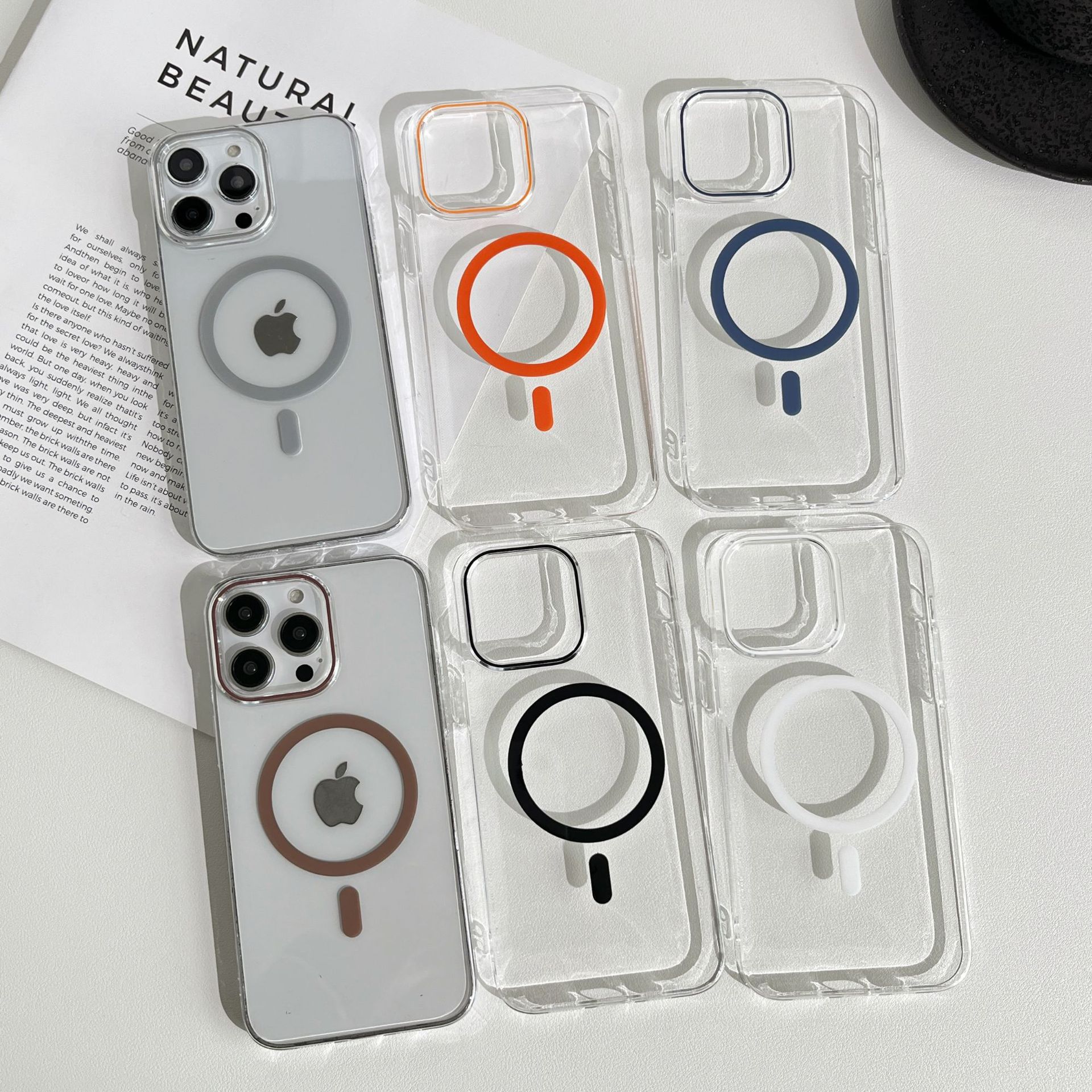 Nuevo estilo transfronterizo aplicable Apple 16Promax magnético caja transparente para teléfono móvil iPhone15pro caja dura para PC de alta transparencia