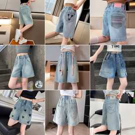女童五分裤夏季薄款2025新款中大童短裤子夏装儿童牛仔短裤宽松