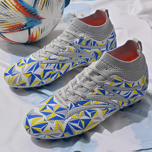 Cross-border new camouflage high-top football shoes with long nails and broken nails, non-slip and wear-resistant, unisex football shoes