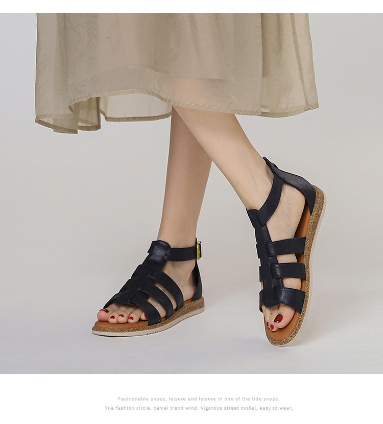 Women's Summer Flat Open-toe Sandals With Buckle And Straps_voghion.com