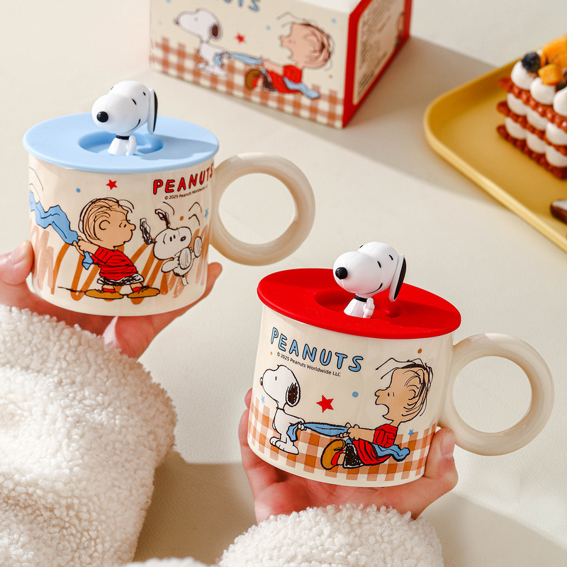 2026 Authentic Snoopy and Peppa Pig Series Cartoon Couple High-Quality Big-Eared Ceramic Cups New Product Wholesale