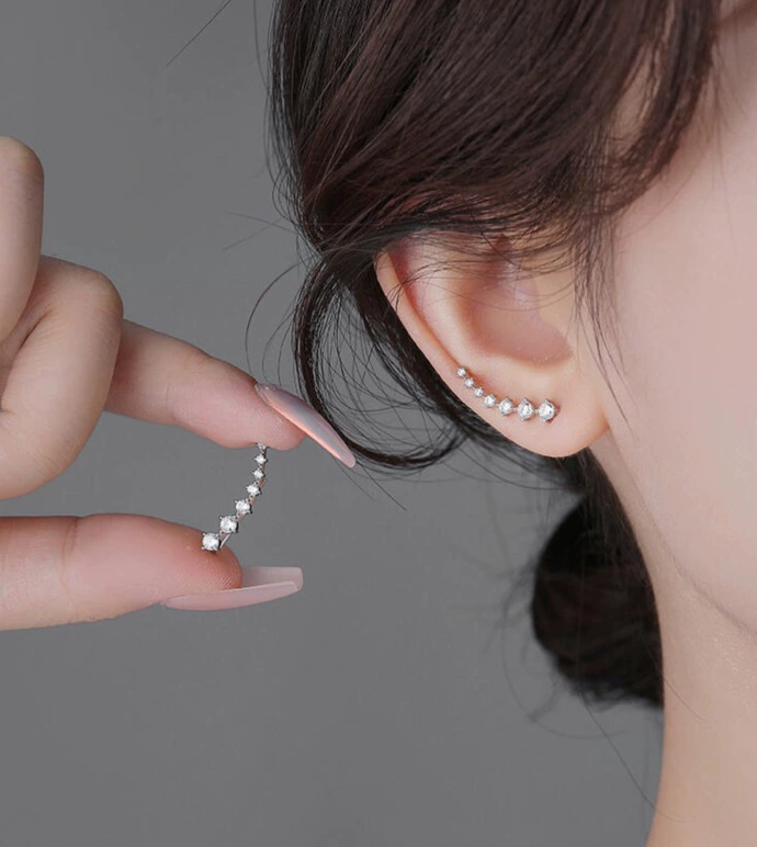 Zirconium Earrings (unbranded) — Ear Clips/Studs, Light Luxury, 2.5 cm, Silver/Gold Option