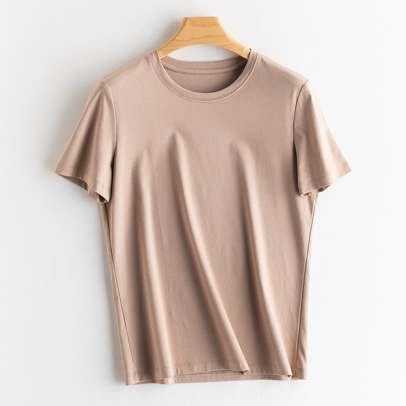 マルベリーシルクシルケットコットンアイスシルケットコットンラウンドネックシルク半袖男性と女性のTシャツ女性2025夏涼しく通気性|undefined